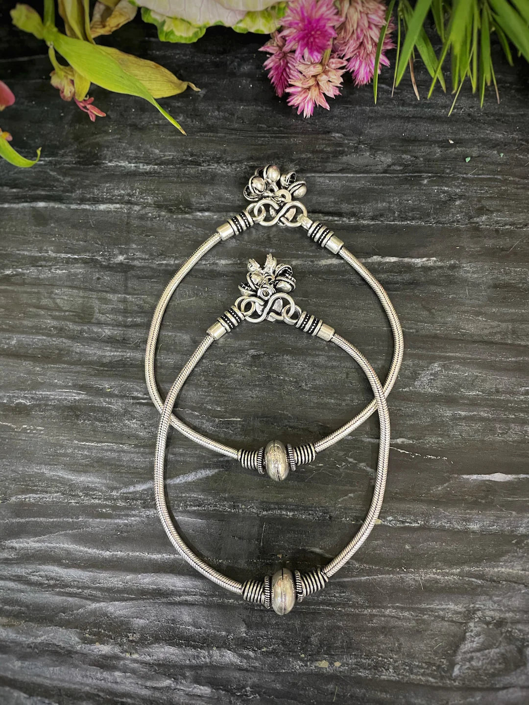 Silver Anklets Meenakari Heritage by Mokshay