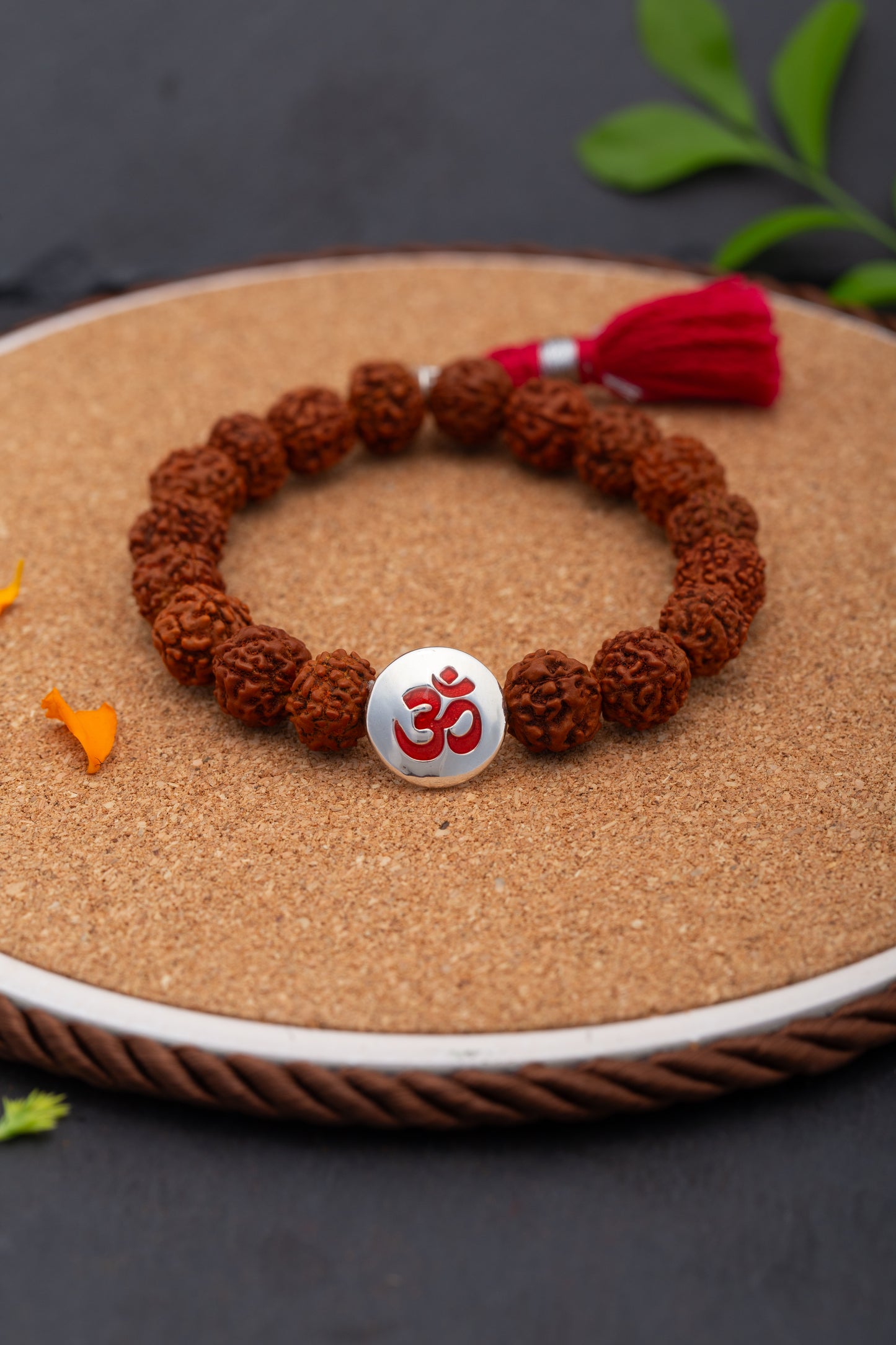Meenakari Rudraksha Bracelet Sterling Silver Rakhi set with Roli Chawal and Rakshabandhan Greeting Card