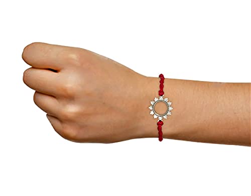 Meenakari Sterling Silver Floral Charm Bhaiya Bhabhi Rakhi