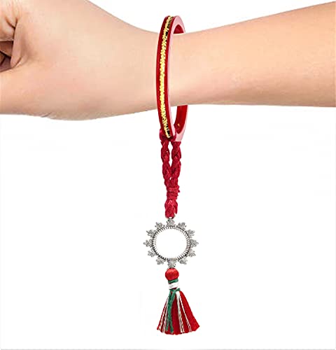 Meenakari Sterling Silver Floral Charm Bhaiya Bhabhi Rakhi
