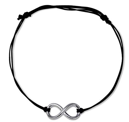 Meenakari 925 Sterling Silver Infinity Charm Adjustable Black Thread Anklet