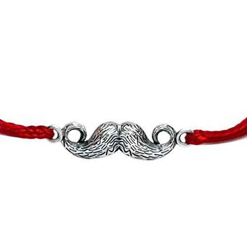 Meenakari Sterling Silver Mustache Charm Rakhi for Men