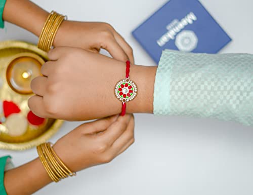 Meenakari Kundan Sterling Silver Rakhi For Men