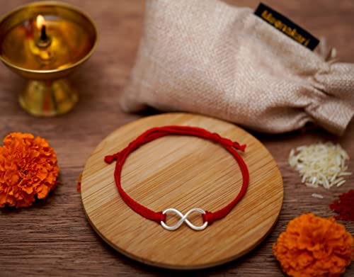 Meenakari Silver Pure Sterling Silver Infinity Bracelet Rakhi for Boys Brother (Silver)