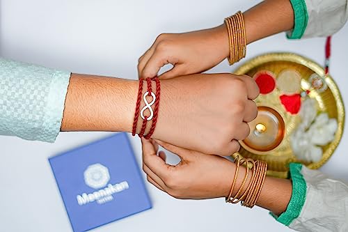 Meenakari Infinity Charm Sterling Silver Rakhi for Brother