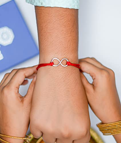 Meenakari Silver Pure Sterling Silver Infinity Bracelet Rakhi for Boys Brother (Silver)