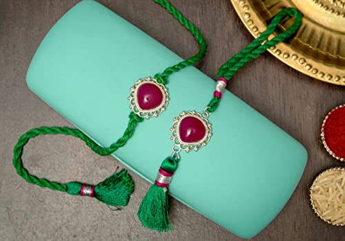 Meenakari Sterling Silver and stone rakhi for brother