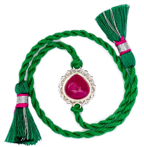 Meenakari Sterling Silver and stone rakhi for brother