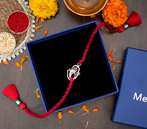 Meenakari Om Ganesha Sterling Silver Rakhi Bracelet