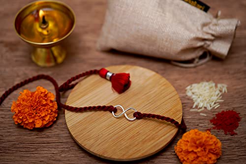 Meenakari Infinity Charm Sterling Silver Rakhi for Brother
