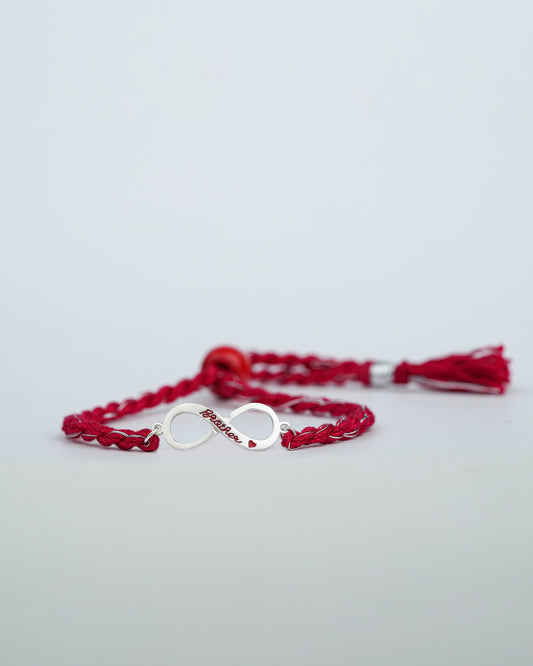 Meenakari Infinity Charm Sterling Silver Rakhi for Brother