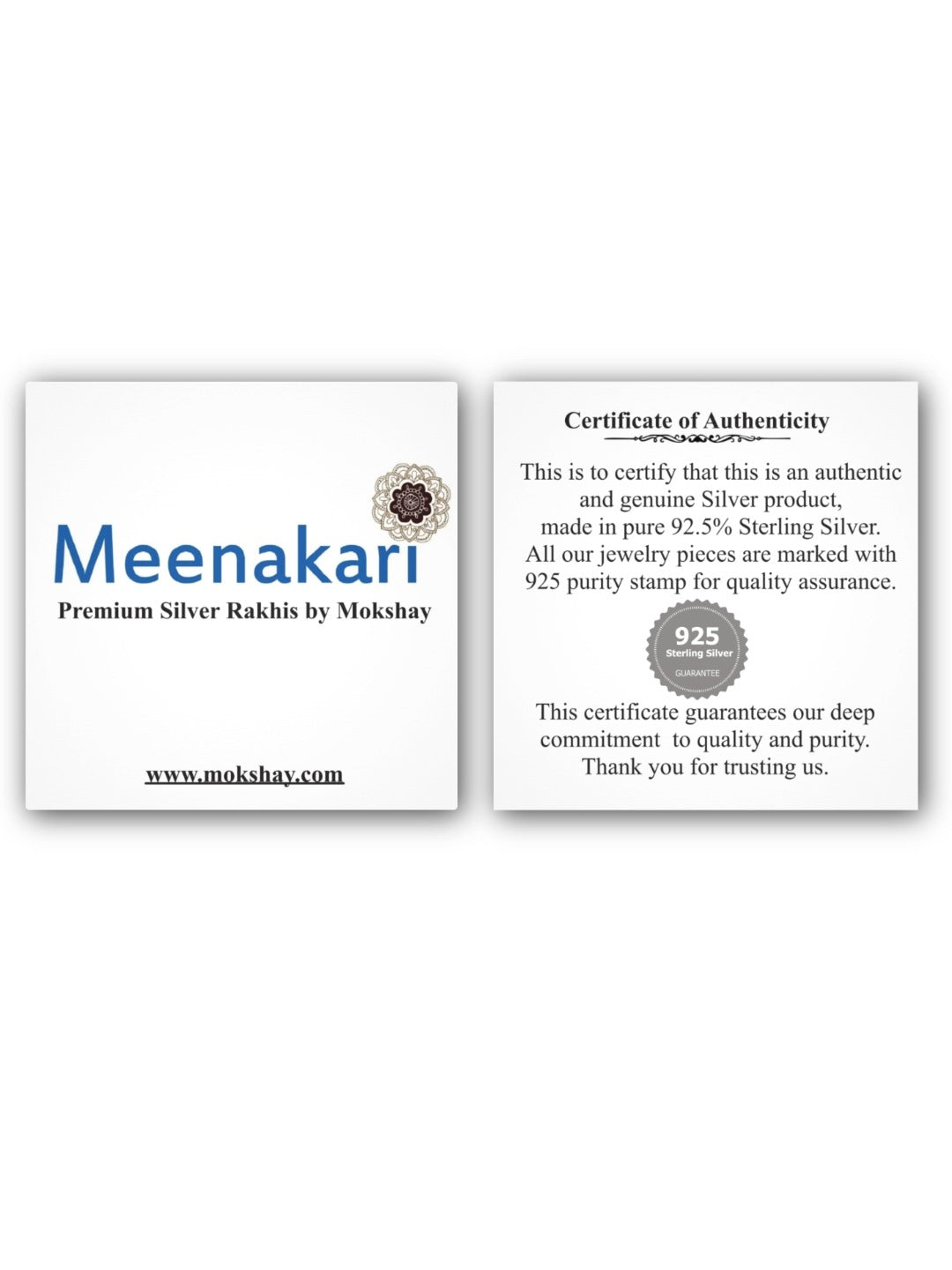 Meenakari Pure 925 Sterling Silver Floral Pearl (Moti)Bhaiya bhabhi with Roli Chawal and Rakshabandhan Greeting Card