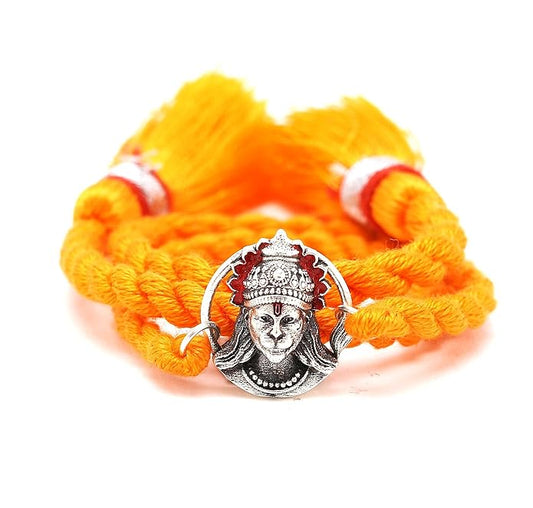 Meenakari Hanuman Sterling Silver Rakhi With Roli Chawal And Rakshabandhan Greeting Card