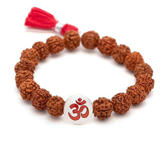 Meenakari Rudraksha Bracelet Sterling Silver Rakhi set with Roli Chawal and Rakshabandhan Greeting Card